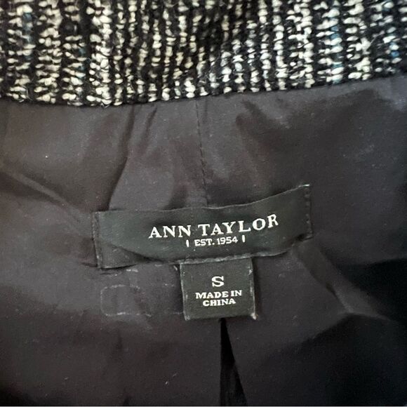 Ann Taylor Tweed Cropped Sleeve Wool Blend Plaid Blazer Women’s Small Chic - Picture 7 of 9